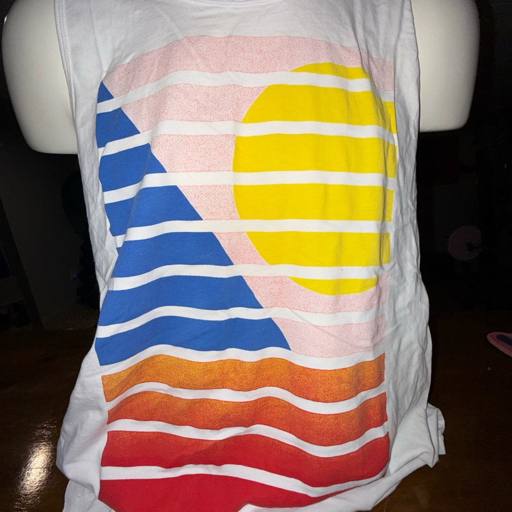H&M White Sun & Sail Themed L.O.G.G. Tank Top Men’s Large